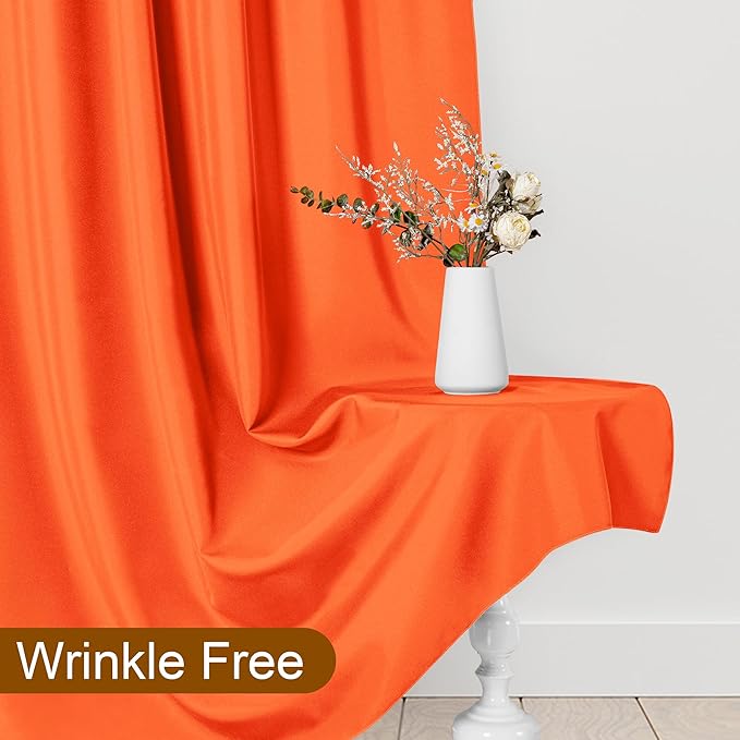 DWCN 10x7 FT Backdrop Curtains for Parties, Photography Backdrop Drapes with Rod Pockets for Wedding Decorations Stage Birthday Family Gatherings, 2 Panels 5ft x 7ft, Orange