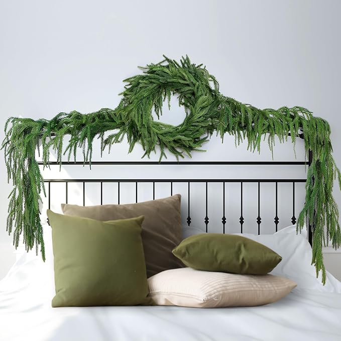 Artificial Norfolk Pine Garland, 2 Pack, 6 Ft Each, Green