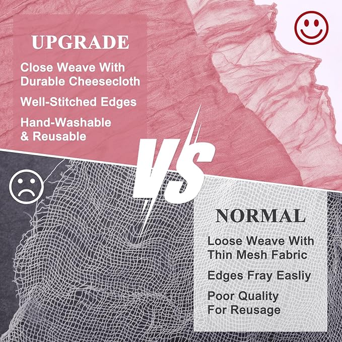 Asee'm Cheesecloth Table Runner 120 Inches Dusty Rose Boho Gauze Cheese Cloth Runner 10FT Rustic Sheer Fall Table Runners for Thanksgiving Wedding Baby Shower Holiday Party Decoration