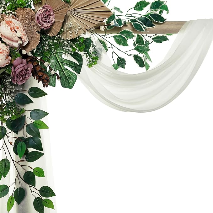 Backdrop Sheer Chiffon Drape Fabric, Ivory Glitter, 30 In x 40 Ft
