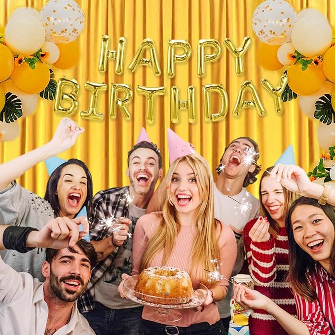 10 x 7 Feet Yellow Backdrop Curtain for Partie, Background Curtains for Photoshoot, Birthday, Wedding, Halloween, Thanksgiving, Christmas, New Year Party Decorations 5Ft x 7Ft, 2 Panels