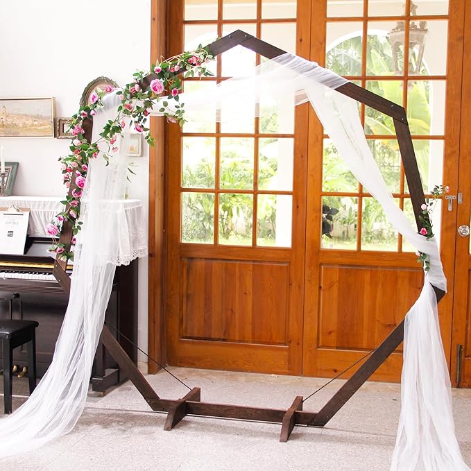 Garden Arbor 7 FT Heptagon Wood Wedding Arch, Easy Setup