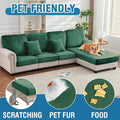 Sofa Slipcovers 4-Piece Stretch Velvet Set, 3-Seater + Chaise Green
