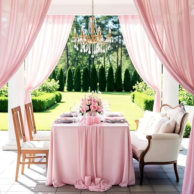 Wedding Arch Draping Fabric 29" x 19Ft Sheer Drapes for Backdrop Wedding Ceremony Reception Ceiling Decor Curtain Baby Bridal Shower Decoration (Dusty Rose, 2 Panels)
