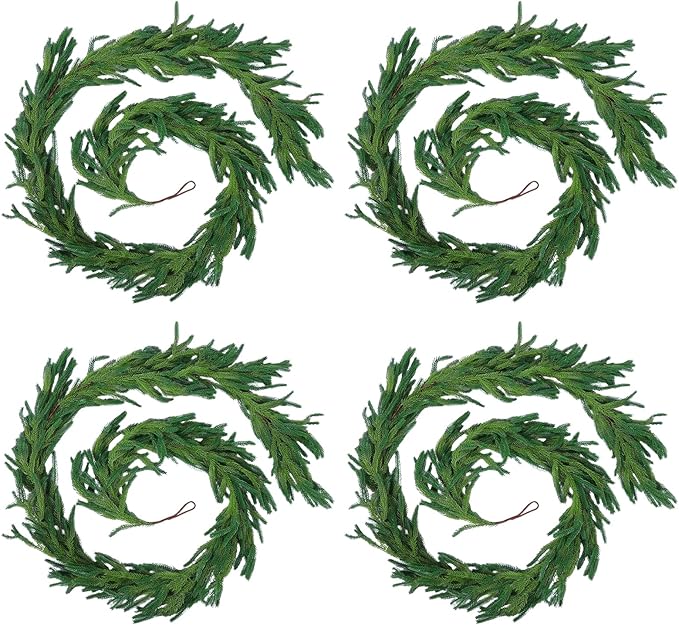 Garlands for Holiday Decor, Green Norfolk Pine Style, 2 x 9 Ft