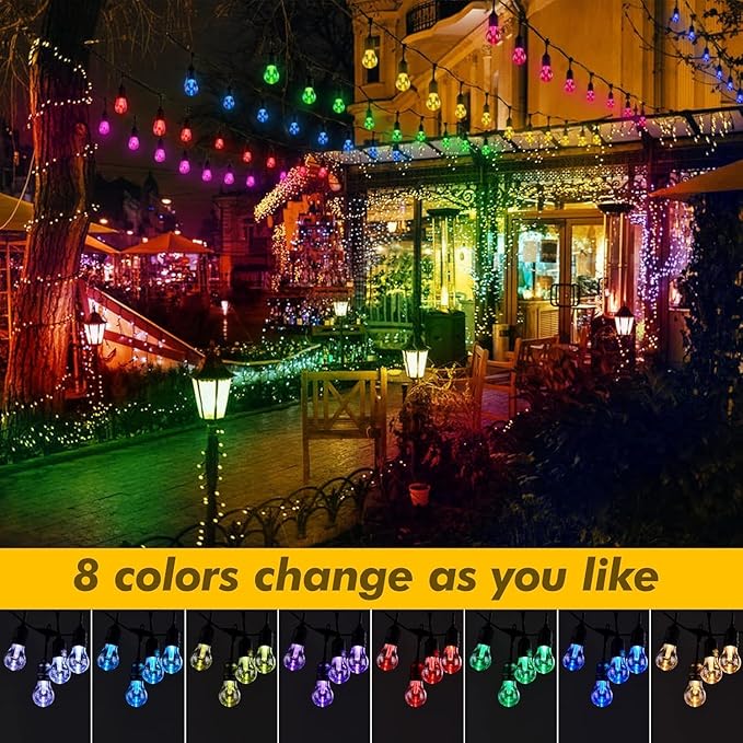 String Lights 144 ft Solar Outdoor, 8 Colors with 6 Modes