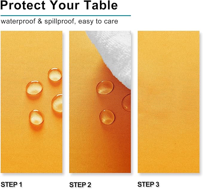 Hiasan Orange Yellow Rectangle Tablecloth - Waterproof Washable Fabric Table Cloth for Dining Party and Outdoor Use, 60 x 140 Inch
