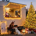 String Lights, 168 ft Warm White LED Outdoor Lights with Remote and Timer