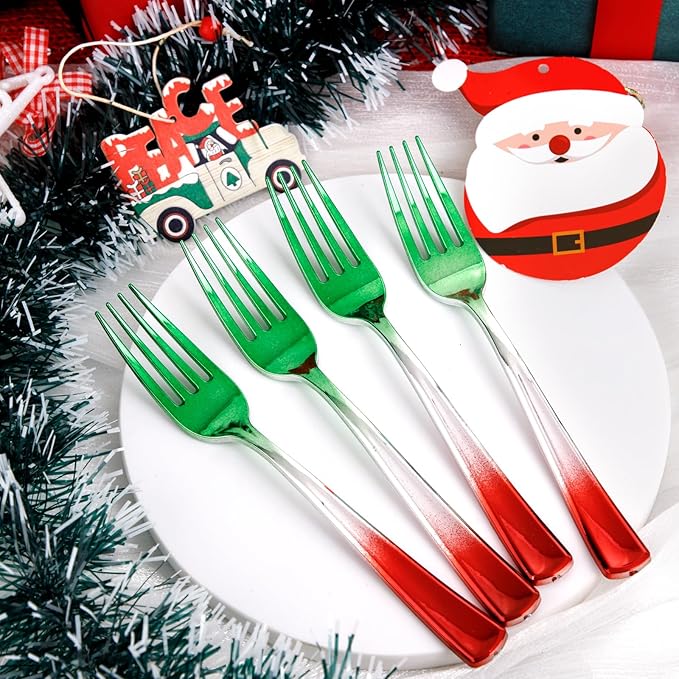 Plastic Forks Christmas Party Cutlery Set, 120 Count, Heavy Duty