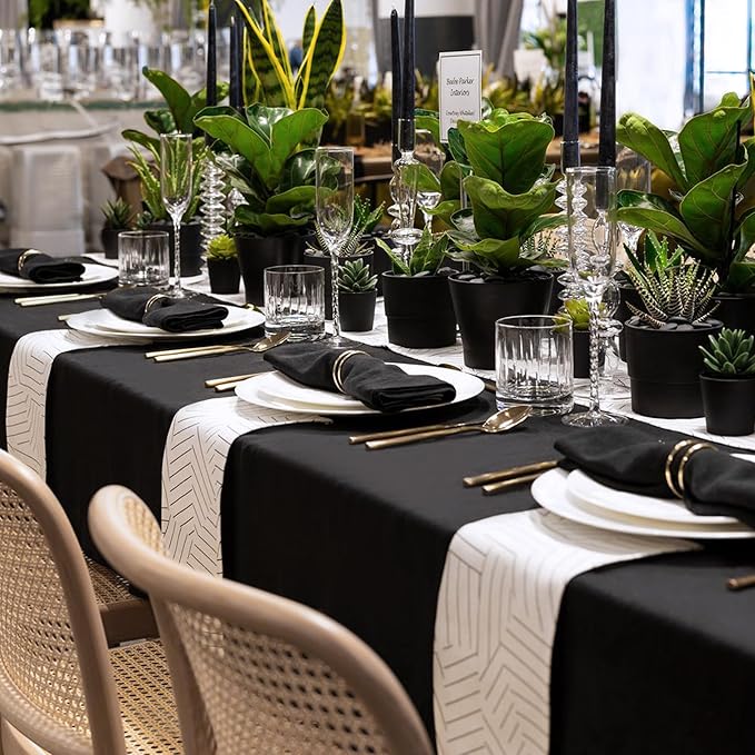 Rectangular Black Polyester Tablecloths, 60 x 120 Inch, 10 Count
