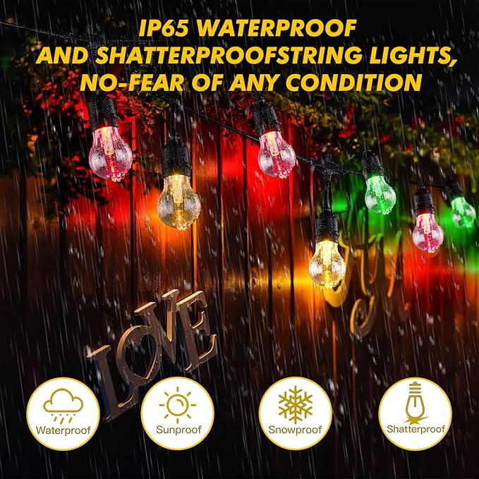 String Lights, Solar Outdoor, 8 Colors and 6 Modes, IP65 Waterproof
