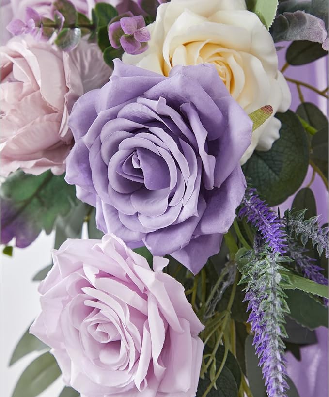 Artificial Flowers Kit for Wedding Arch, Lilac Silk Roses, 2 Pieces