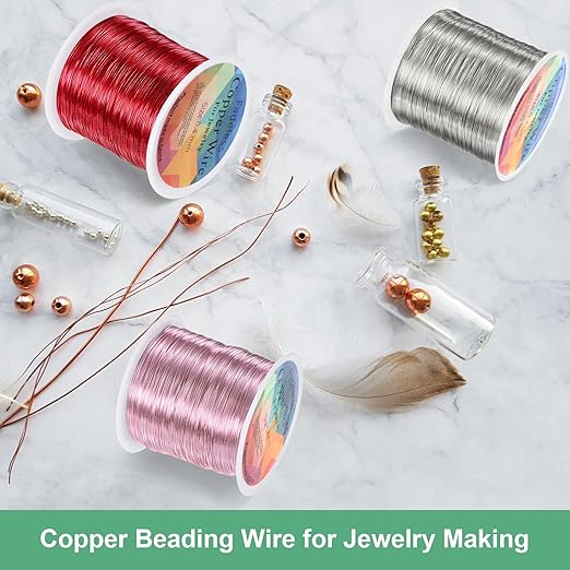 2-Rolls 0.3mm Jewelry Wire, 28 Gauge 328FT Craft Wire Copper Beading Wire for Jewelry Making/Planting/Weaving/DIY Crafting, Soft Metal Wires [100M, Copper Tone]