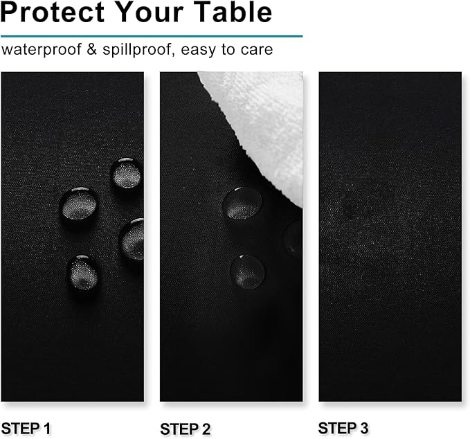 Hiasan Black Tablecloth for Rectangle Tables - Waterproof Wrinkle Resistant and Spillproof Washable Fabric Table Cloth for Dining Room Kitchen Party, 60 x 120 Inch