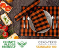 Square Cotton Cloth Napkins in Orange and Black Checkered Pattern