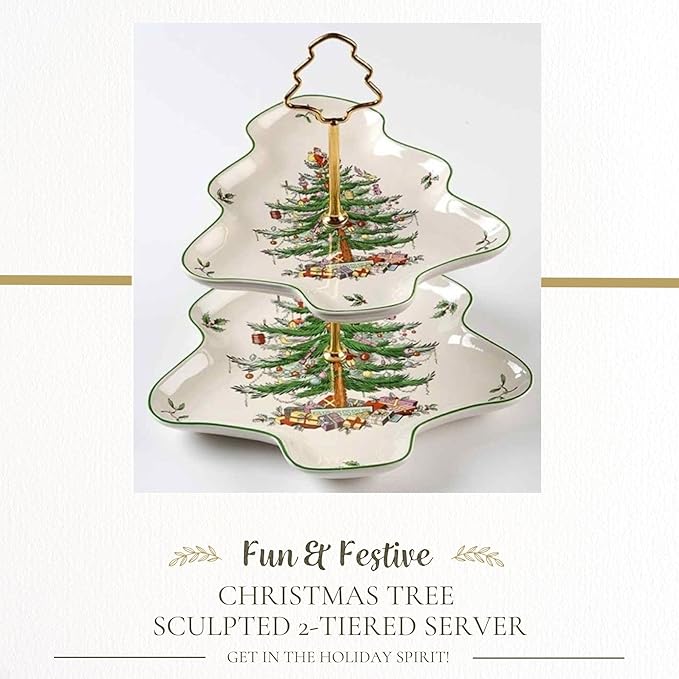 Cake Stand 2-Tier Porcelain Dessert Server, 10 and 8 Inch Plates
