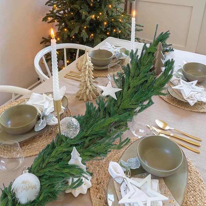 Garlands for Holiday Decor, Green Norfolk Pine Style, 2 x 9 Ft