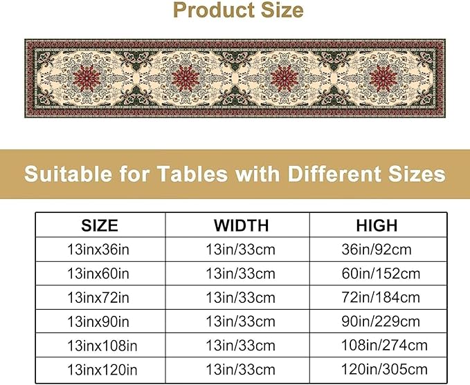 Vintage Paisley Bohemian Table Runner Beige Red Rustic Farmhouse Home Kitchen Table Dining Coffee Room Garden Party Wedding Decor 13x90in