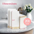 Disposable Paper Napkins, 200 Count, White and Gold Floral Linen-Feel