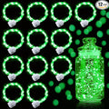 Aogist 12 Pack Fairy Lights 3 Modes 7ft 20 LED Waterproof,Battery Operated Silver Wire Firefly Starry Moon Mini String Lights for Mason Jars Christmas DIY Crafts Wedding Party Bedroom,Green