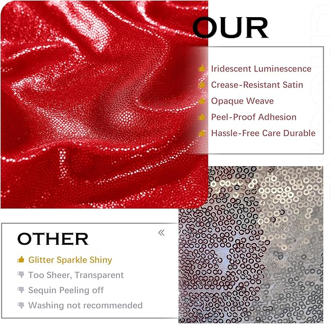 Red Sequin Backdrop Drape, Liquid Metal Sheen, 4 Panels 5x10 FT