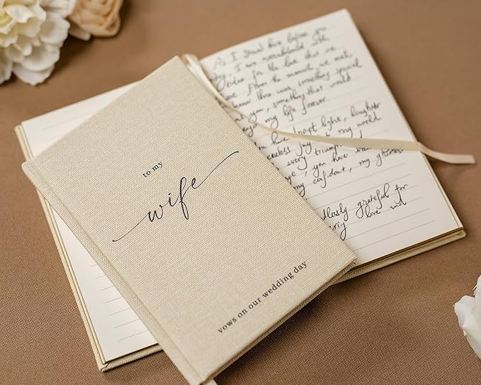 Wedding Vow Books Decorations, Set of 2 Hardcover with Gold Edges