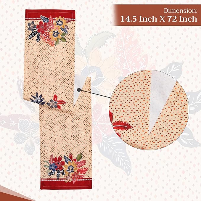 Maison d' Hermine Table Runner 100% Cotton Single Layer Table Runners 72 inches Long for Thanksgiving Christmas Decorations Home Kitchen Dining Party Wedding (Kalahari, 14.5" x 72")