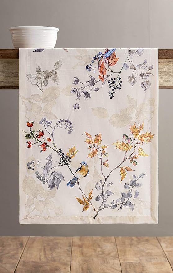 Maison d' Hermine Table Runner 100% Cotton Single Layer Table Runners 60 inches Long for Thanksgiving Christmas Decorations Home Kitchen Dining Party Wedding (Equinoxe - Beige, 14.5" x 60")