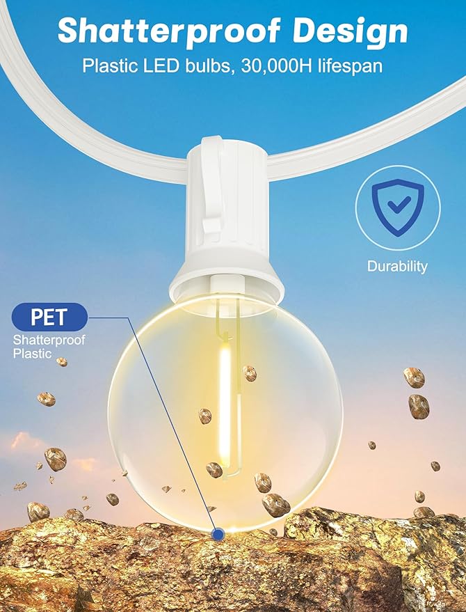String Lights: 25-Foot G40 LED, Warm White, Outdoor Globe Style