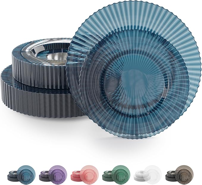 Disposable Plastic Plates 80 Count Sapphire Set for 40 Guests
