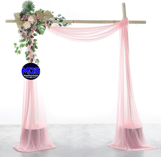MDS Halloween Chiffon Draping Fabric - 2 Panel, 30" Wide x 20ft Long - Sheer Spooky Arbor & Canopy Drapery for Haunted House Backdrops, Party Ceilings, DIY Costumes & Themed Events - Blush Pink