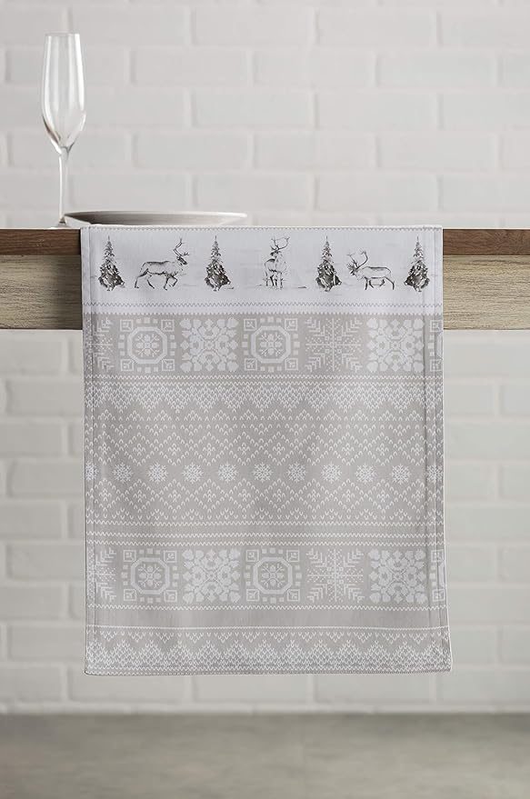 Maison d' Hermine Table Runner 100% Cotton Single Layer Table Runners 48 inches Long for Thanksgiving Christmas Decorations Home Kitchen Dining Party Wedding (Cozy Christmas, 14.5" x 48")