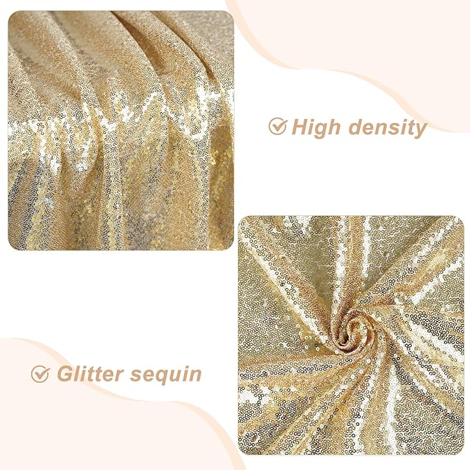 Sequin Backdrop Curtain in Light Gold, 6 x 7 Ft for Weddings and Events