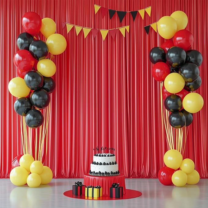 20ftx14FT Wrinkle Free Red Backdrop Curtain, 4 Panels 14FT Height Red Wedding Backdrop Drapes, Silky Polyester Back Drop Cloth for Birthday Photography Background Party Backdrop Draping