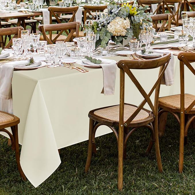 Fitable 8 Pack Table Cloth Rectangle Table: Stain and Wrinkle Resistant Tablecloth Rectangular, Washable Polyester Tablecloths for Wedding Party Dining Banquet Event Catering(Ivory, 70x120 Inch)