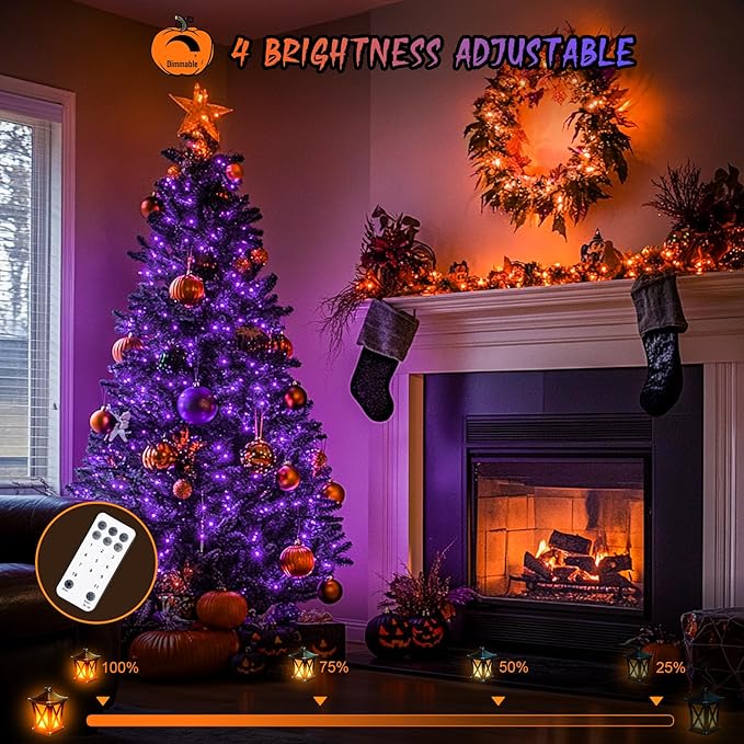 String Lights, 168ft 600-LED Orange-to-Purple Outdoor Halloween Decor