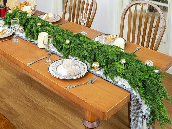 Garland 6 Ft Extra Full Dark Green Faux Cypress Pine for Christmas