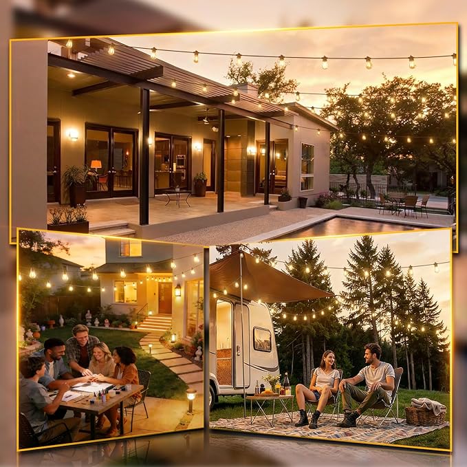 Outdoor LED String Lights, 200 FT Black Edison Bulbs