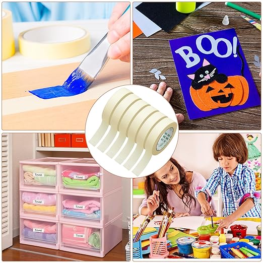 Masking Tape Bulk General Purpose Masking Painting Tape 55 Yards for Painting Home Office School Stationery Arts Crafts Basic Use, Easy Removal(60 Rolls,1 Inch)