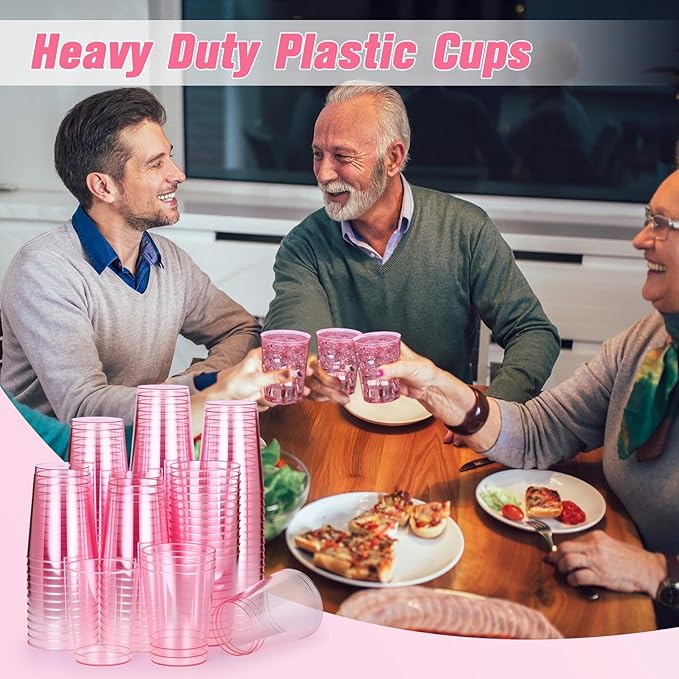 Cups 100 Count Pink Disposable Plastic Party Cups 10 Oz
