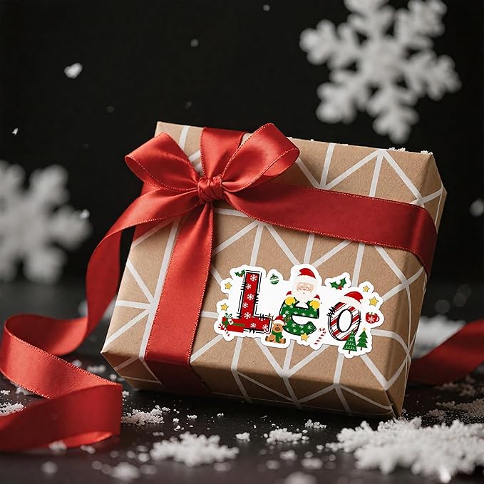 Personalized Christmas Stickers, Custom Name Waterproof Christmas Gift Tags for Gift Box Holiday Decorations, Stockings, Party Favors (Name)
