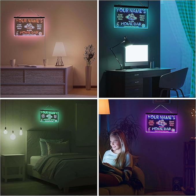 ADVPRO Personalized Your Name Custom Home Bar Beer Established Year Dual Color LED Neon Sign White & Yellow 24 x 16 Inches st6s64-p1-tm-wy
