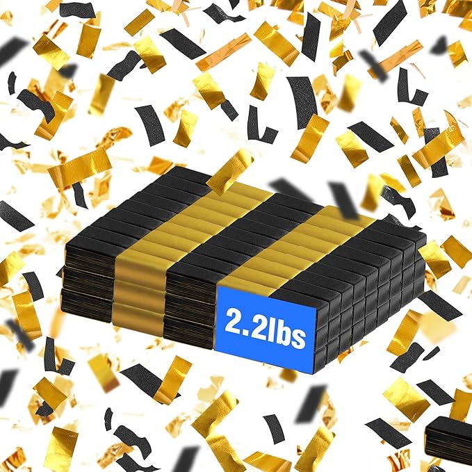 Confetti Paper, Black & Gold, Bulk Pack for Parties