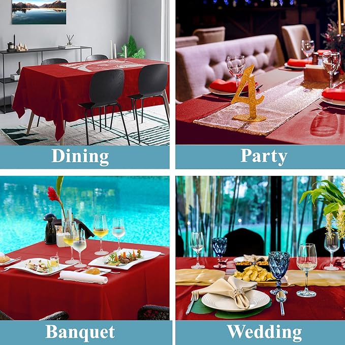 Tablecloths 6 Pack Red Rectangular 90 x 132 Inch Polyester