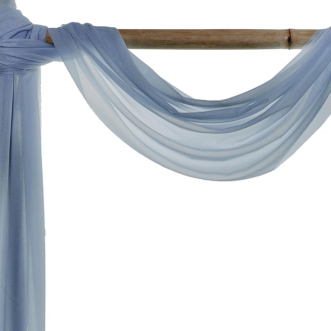 Fabric Sheer Chiffon Panels, Dusty Blue, 30 In x 20 Ft, 4 Pack