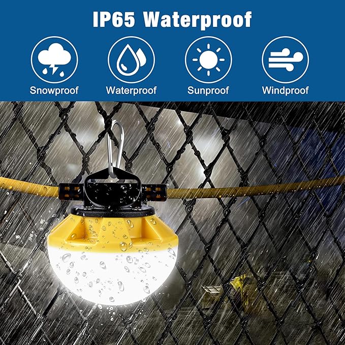 String Lights 50 Ft LED Construction Work Lights, IP65 Waterproof