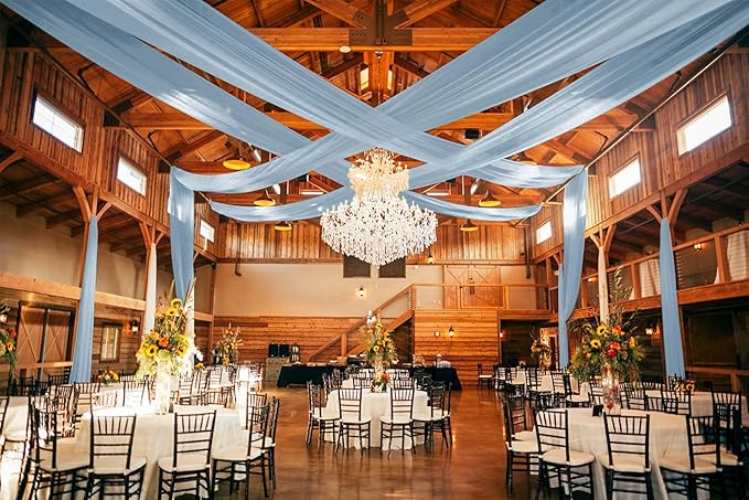 6 Panels Dusty Blue Ceiling Drapes for Wedding 5ftx10ft Ceiling Drapes Wedding Arch Draping Fabric Cheesecloth Sheer Curtain Romantic Ceiling Decorations for Weddings Party Banquet Ceremony Stage