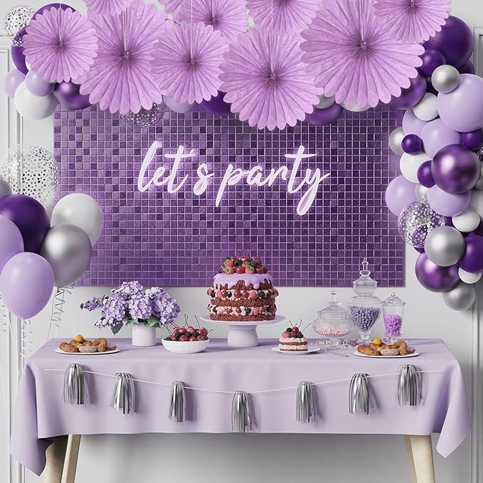20 Pcs Light Purple Hanging Paper Fan, Hanging Honeycomb Round Paper Fans for Weddings, Birthdays, Christmas, Baby Showers, Classroom, Events Ceiling Party Supplies Decorations