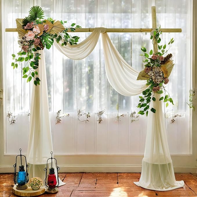 MDS Halloween Chiffon Draping Fabric - 1 Panel, 30" Wide x 40ft Long - Sheer Spooky Arbor & Canopy Drapery for Haunted House Backdrops, Party Ceilings, DIY Costumes & Themed Events - Champagne Gold