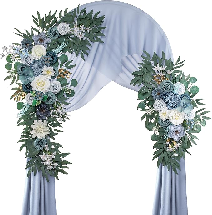 Artificial Silk Flowers Wedding Arch Swag, 40-Inch Large and 24-Inch Small